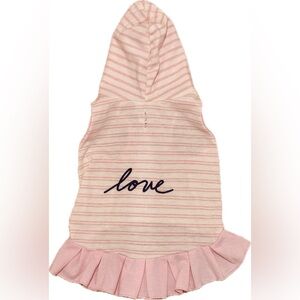 Ellen DeGeneres "Love" Pink & White Striped Hoodie Dog Outfit